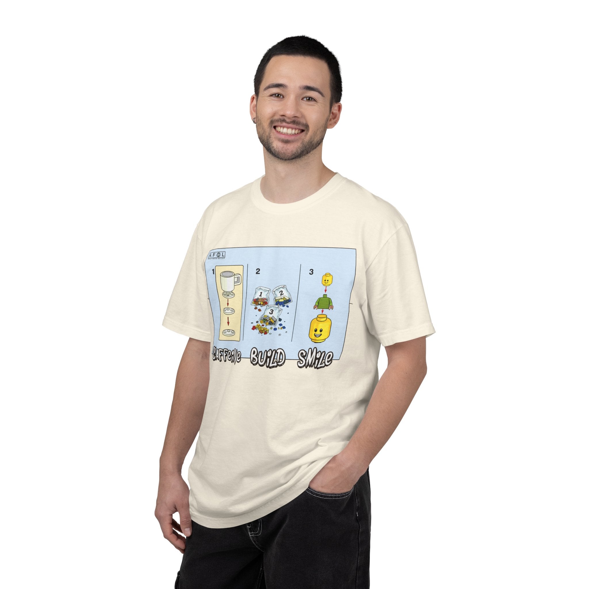 AFOL - Caffine Build and Smile Instructions Tee