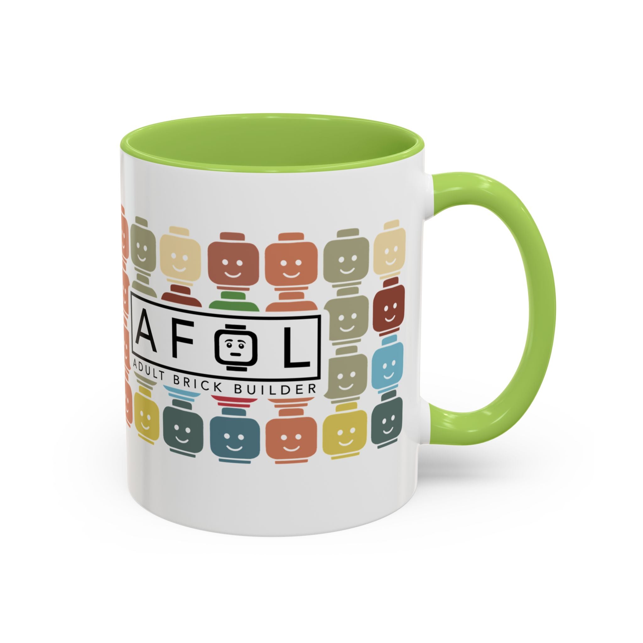 AFOL Mug Happy Faces — Colorful Smiling Brick Pattern (11/15 oz)
