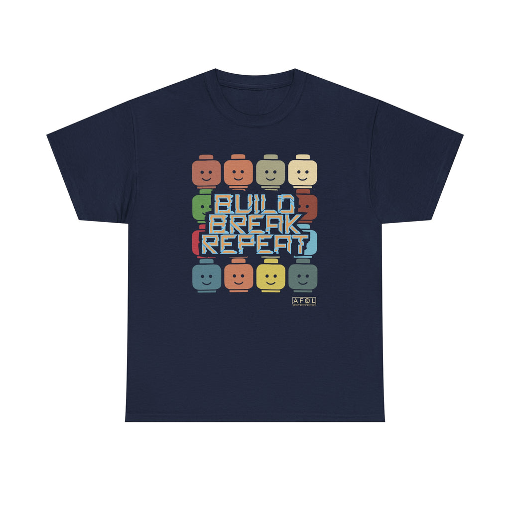 AFOL Retro Brick Tee — "Build Break Repeat" Graphic Shirt