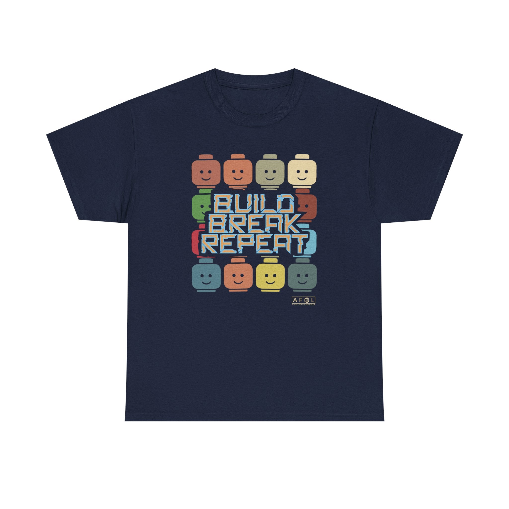 AFOL Retro Brick Tee — "Build Break Repeat" Graphic Shirt