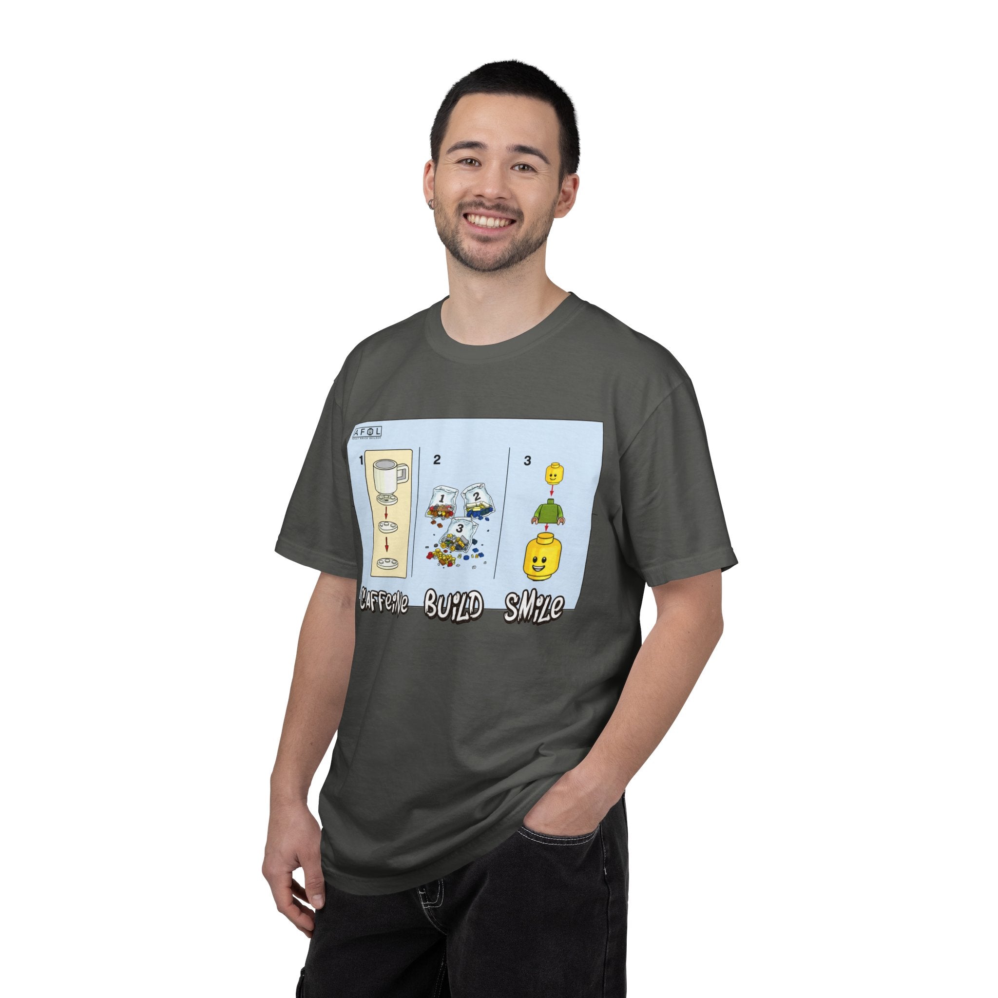 AFOL - Caffine Build and Smile Instructions Tee