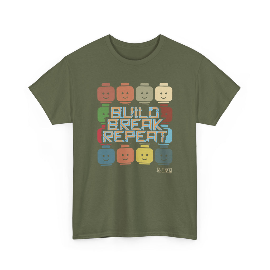 AFOL Retro Brick Tee — "Build Break Repeat" Graphic Shirt