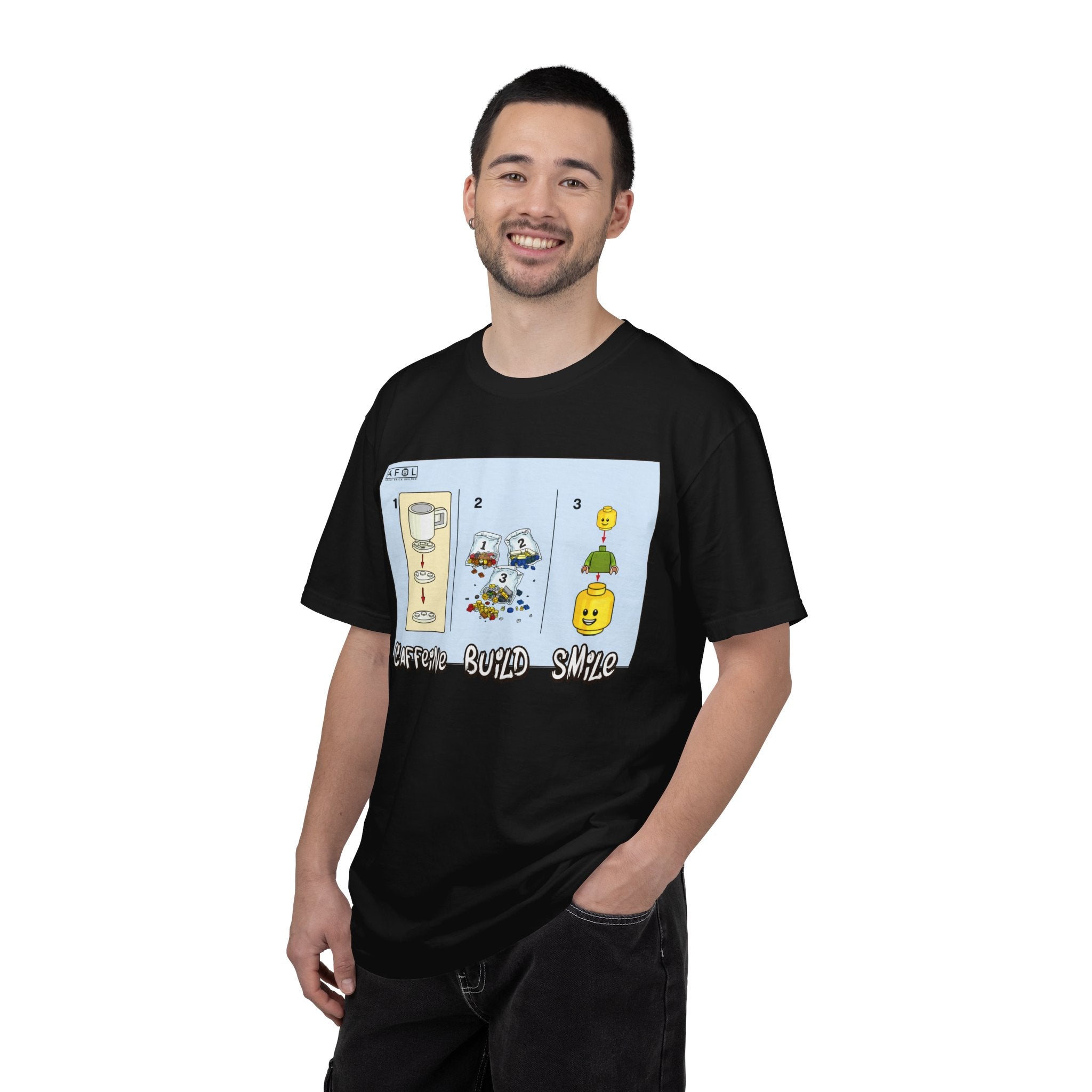 AFOL - Caffine Build and Smile Instructions Tee