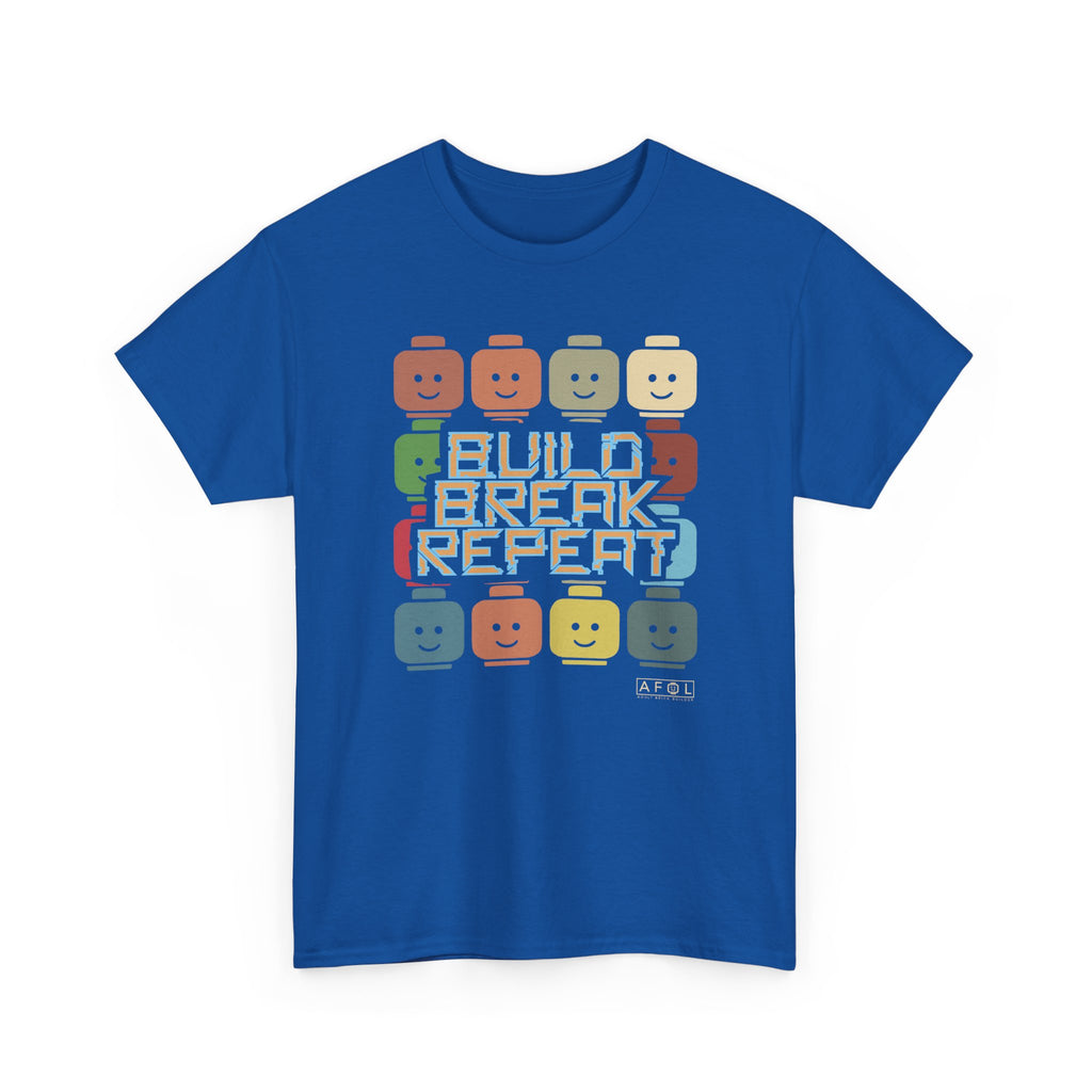 AFOL Retro Brick Tee — "Build Break Repeat" Graphic Shirt