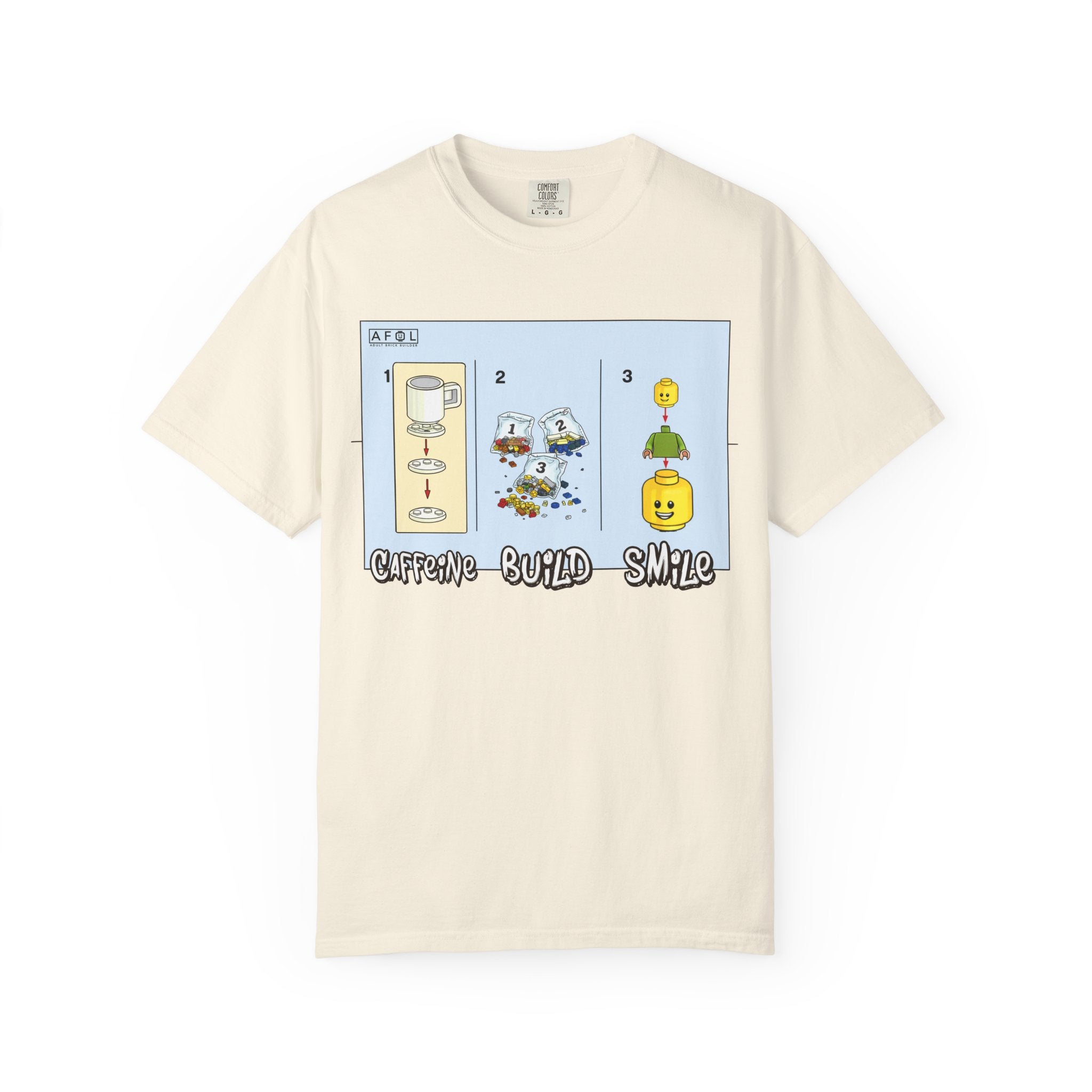 AFOL - Caffine Build and Smile Instructions Tee