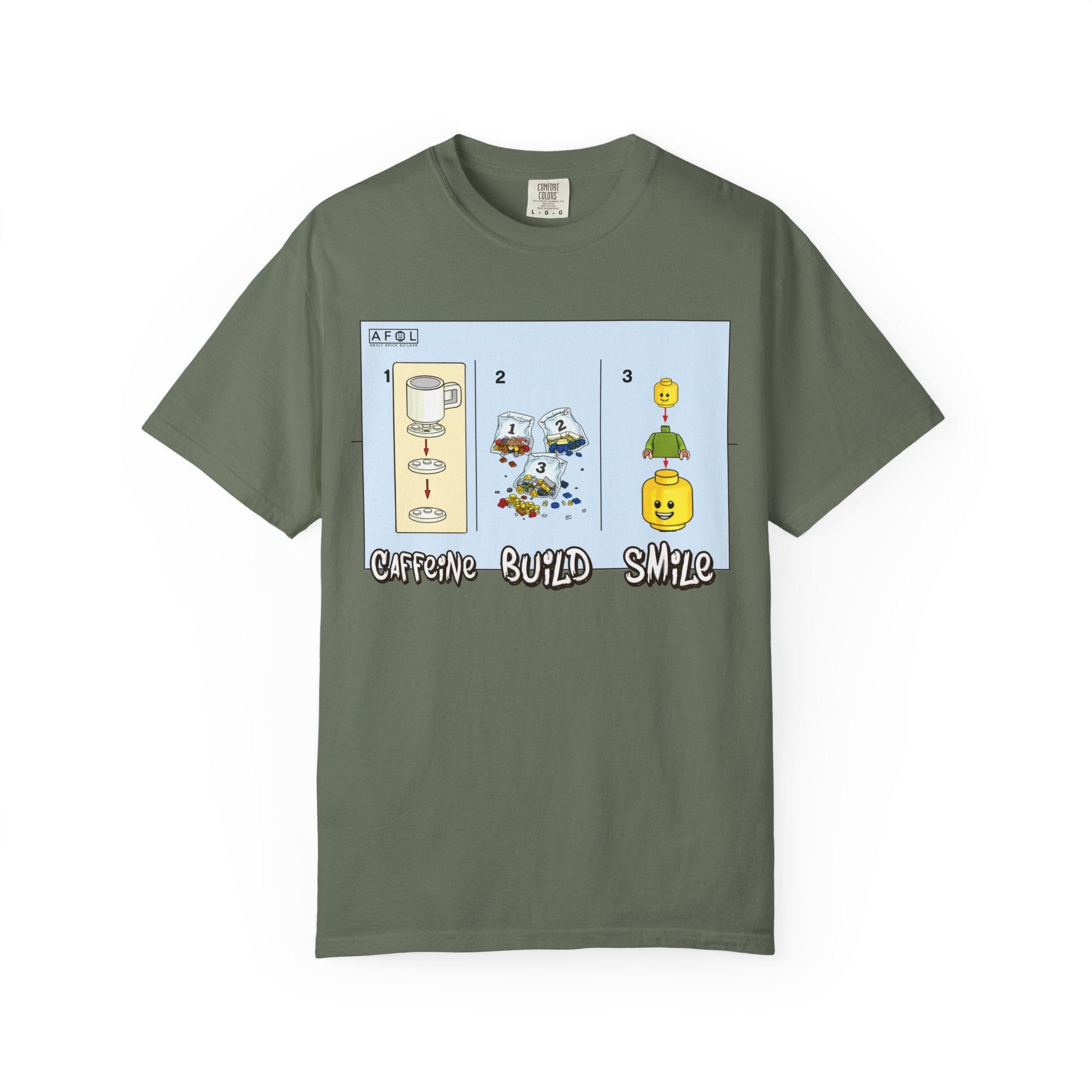 AFOL - Caffine Build and Smile Instructions Tee