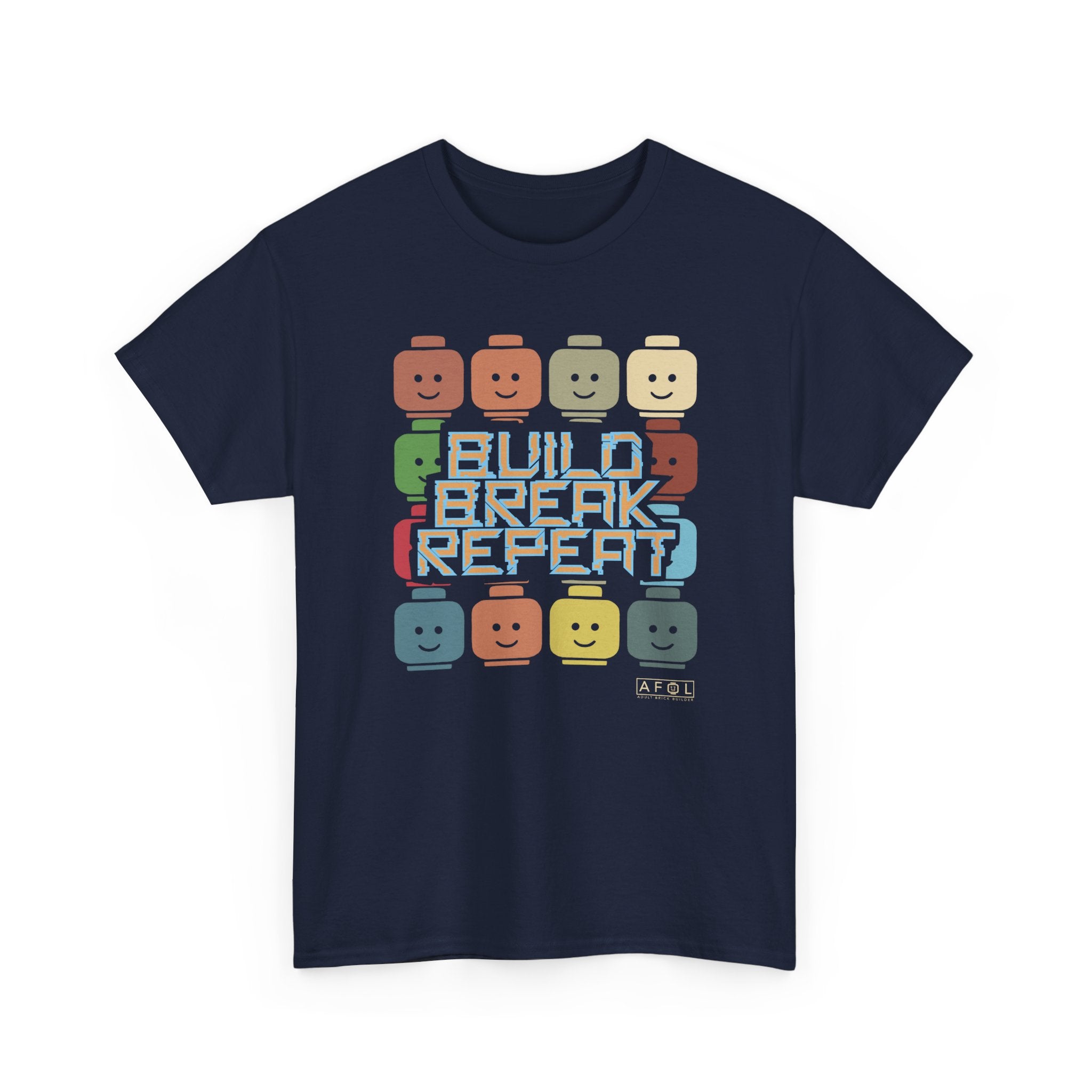 AFOL Retro Brick Tee — "Build Break Repeat" Graphic Shirt