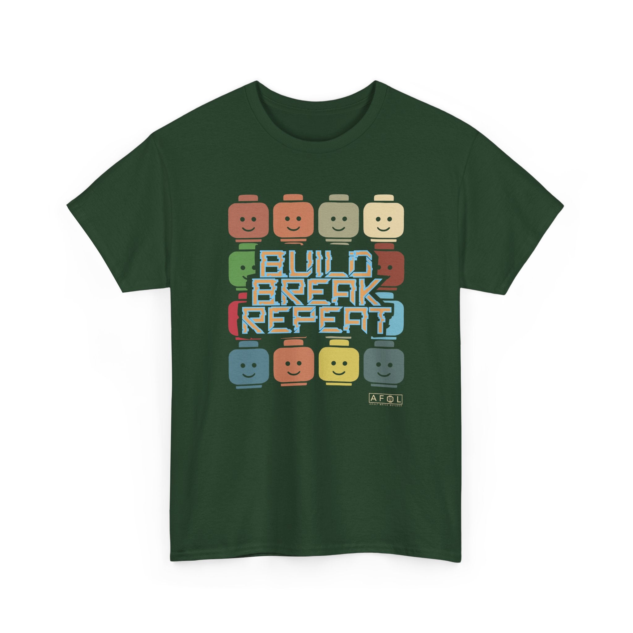 AFOL Retro Brick Tee — "Build Break Repeat" Graphic Shirt