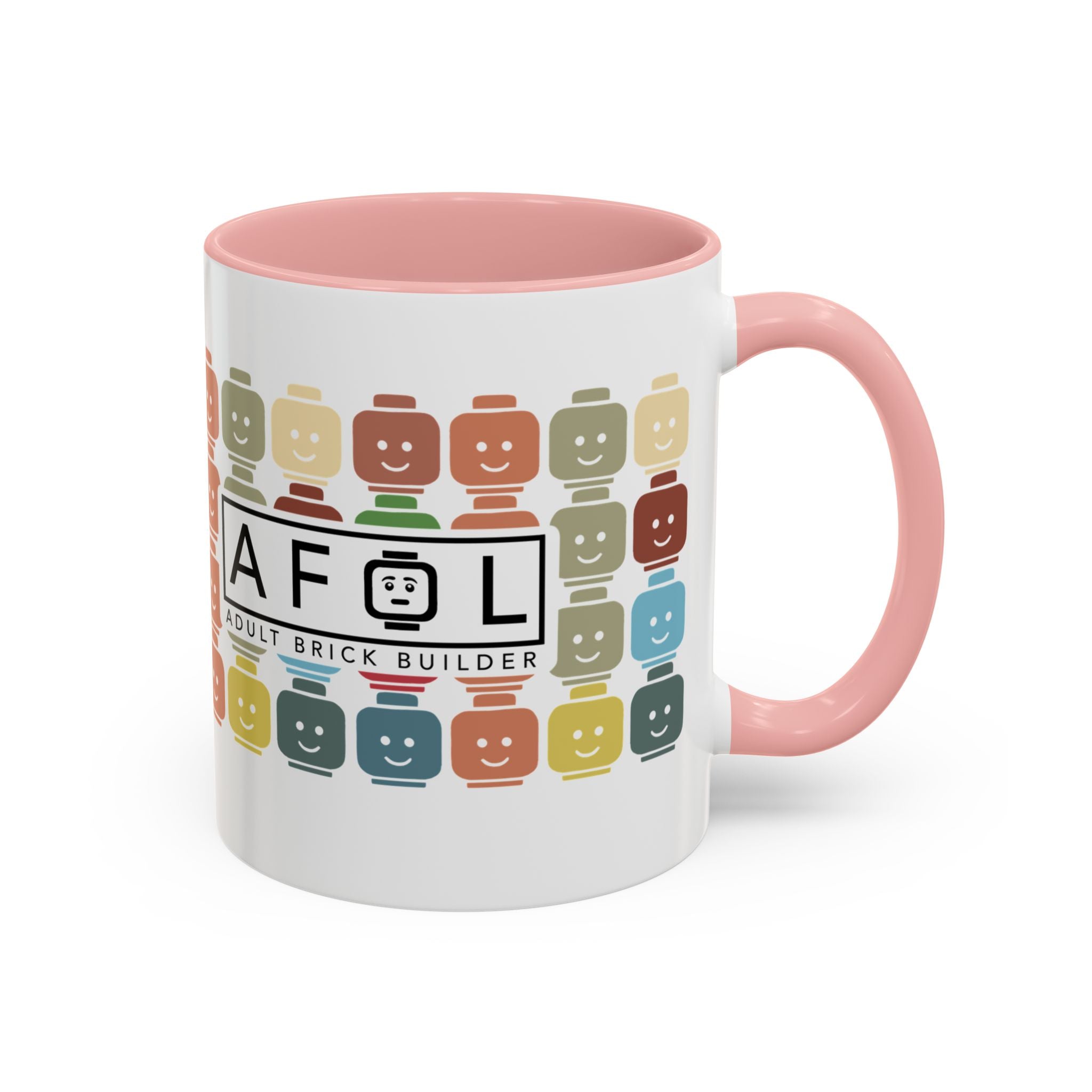 AFOL Mug Happy Faces — Colorful Smiling Brick Pattern (11/15 oz)