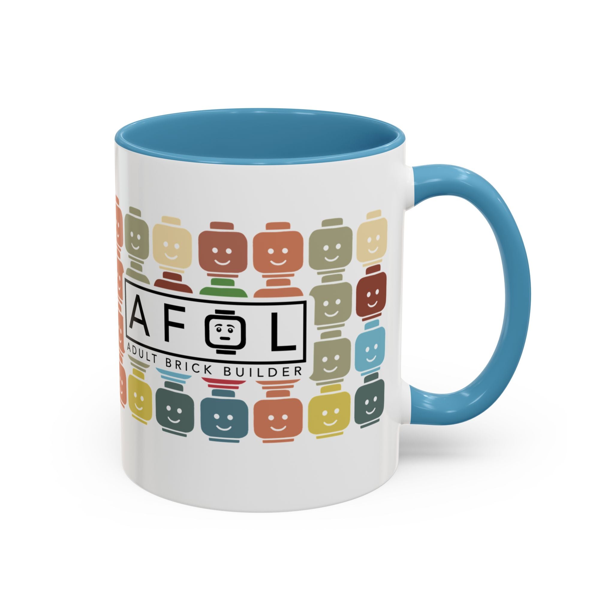 AFOL Mug Happy Faces — Colorful Smiling Brick Pattern (11/15 oz)