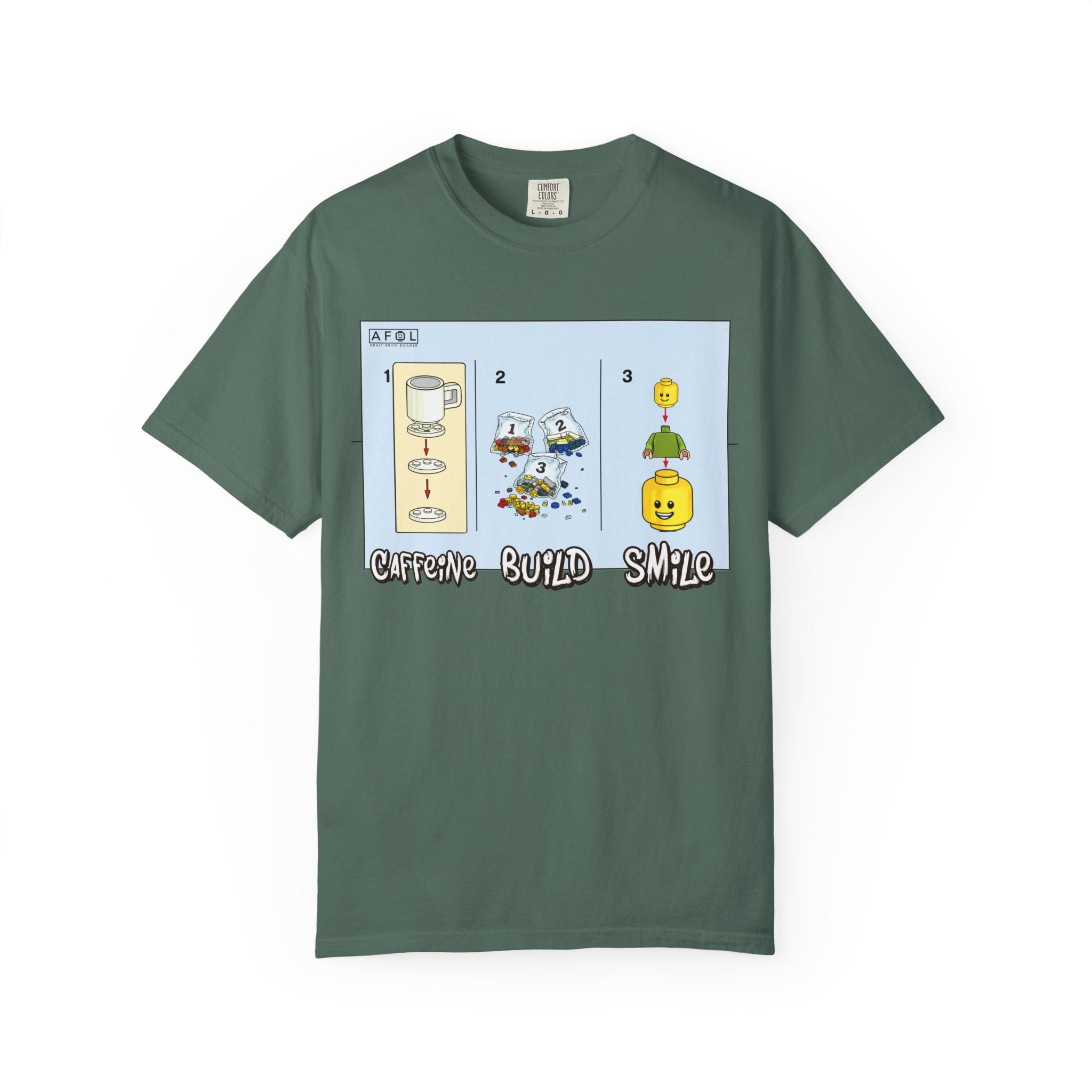 AFOL - Caffine Build and Smile Instructions Tee
