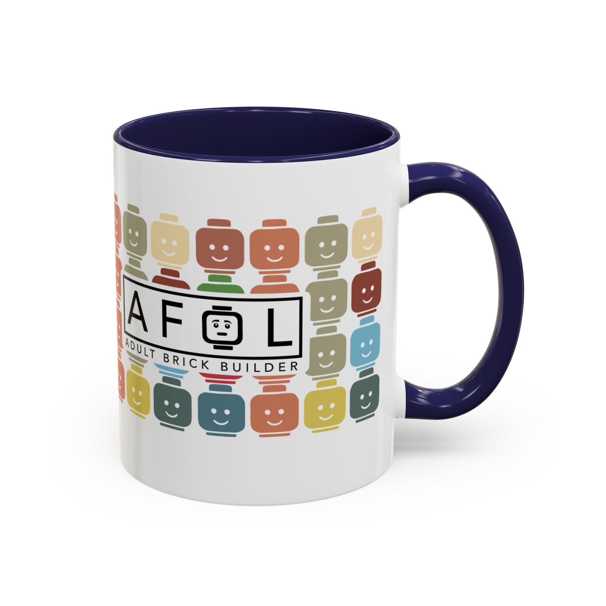 AFOL Mug Happy Faces — Colorful Smiling Brick Pattern (11/15 oz)