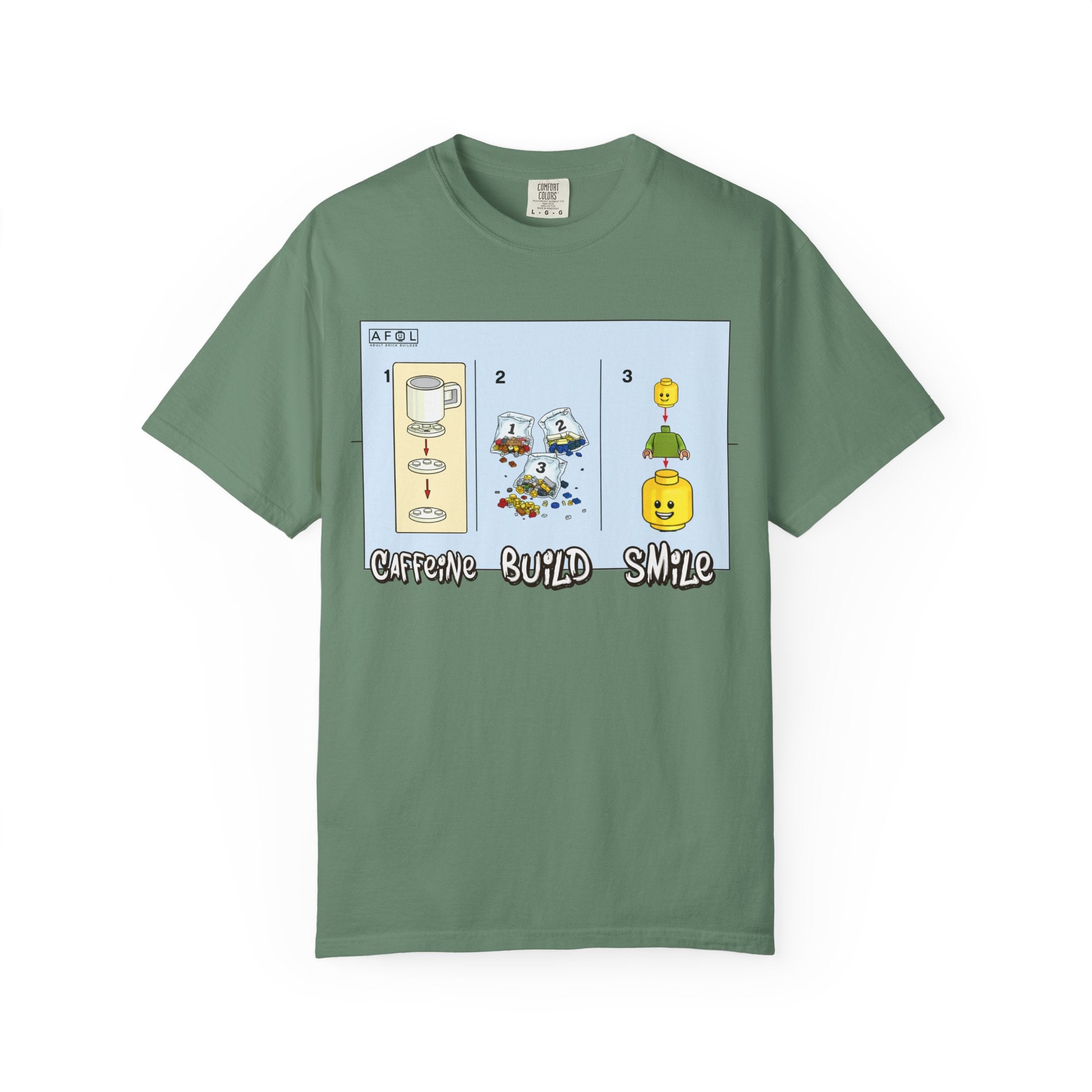 AFOL - Caffine Build and Smile Instructions Tee