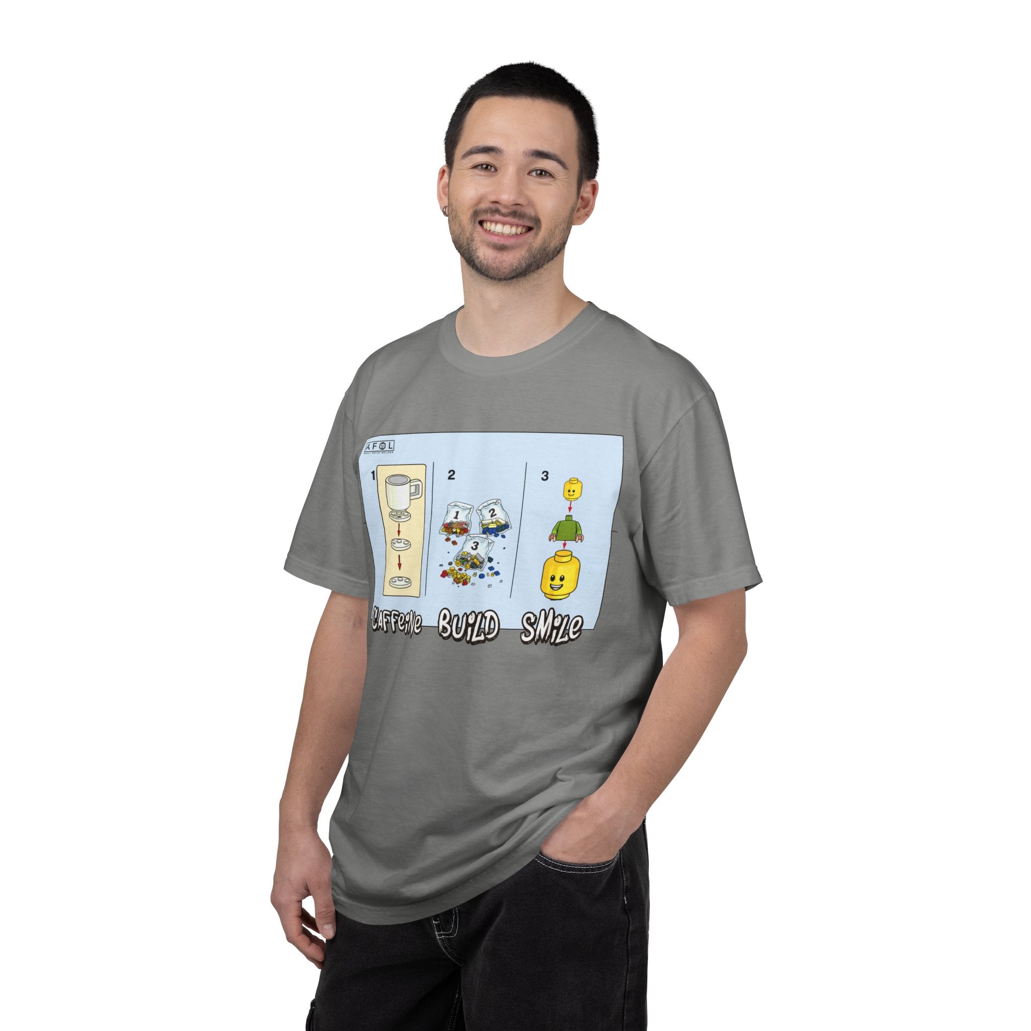 AFOL - Caffine Build and Smile Instructions Tee