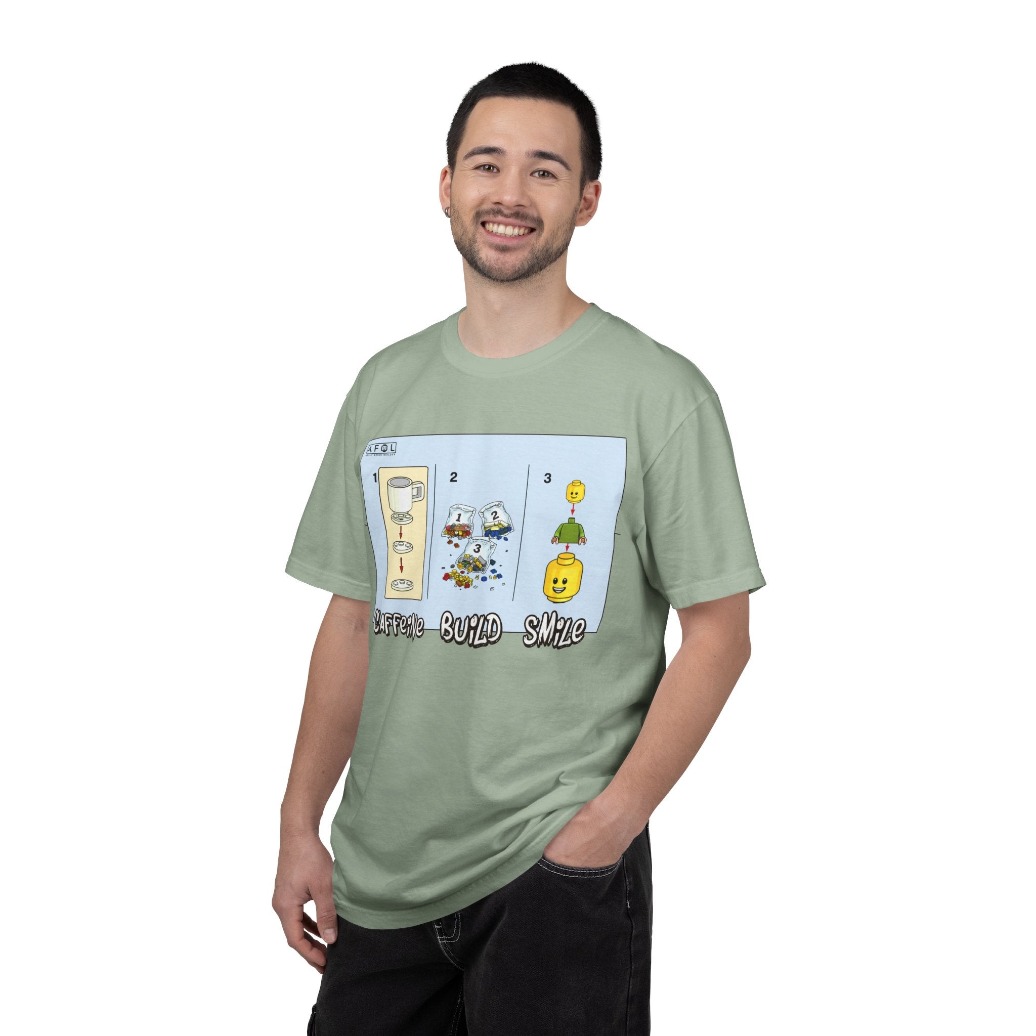 AFOL - Caffine Build and Smile Instructions Tee
