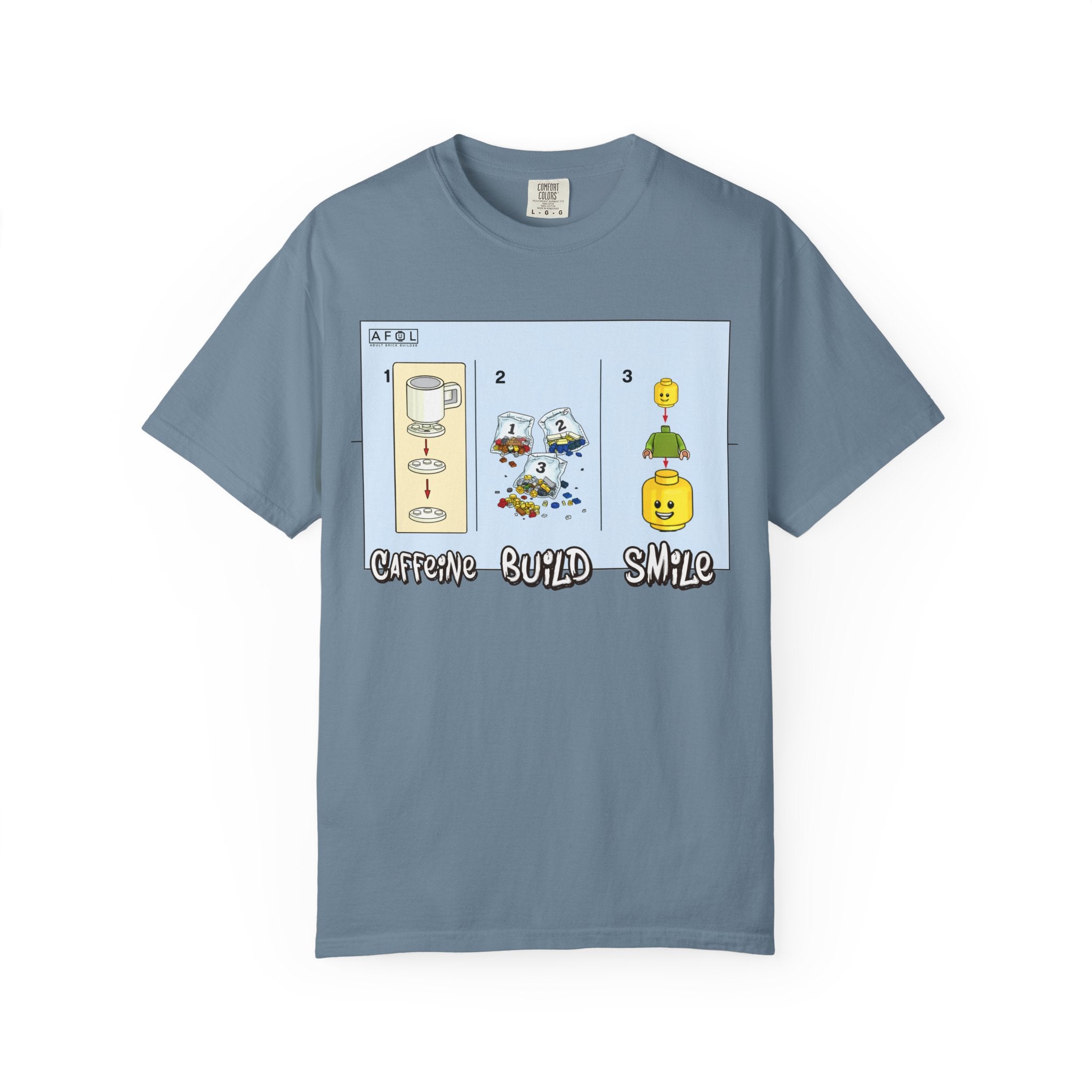 AFOL - Caffine Build and Smile Instructions Tee