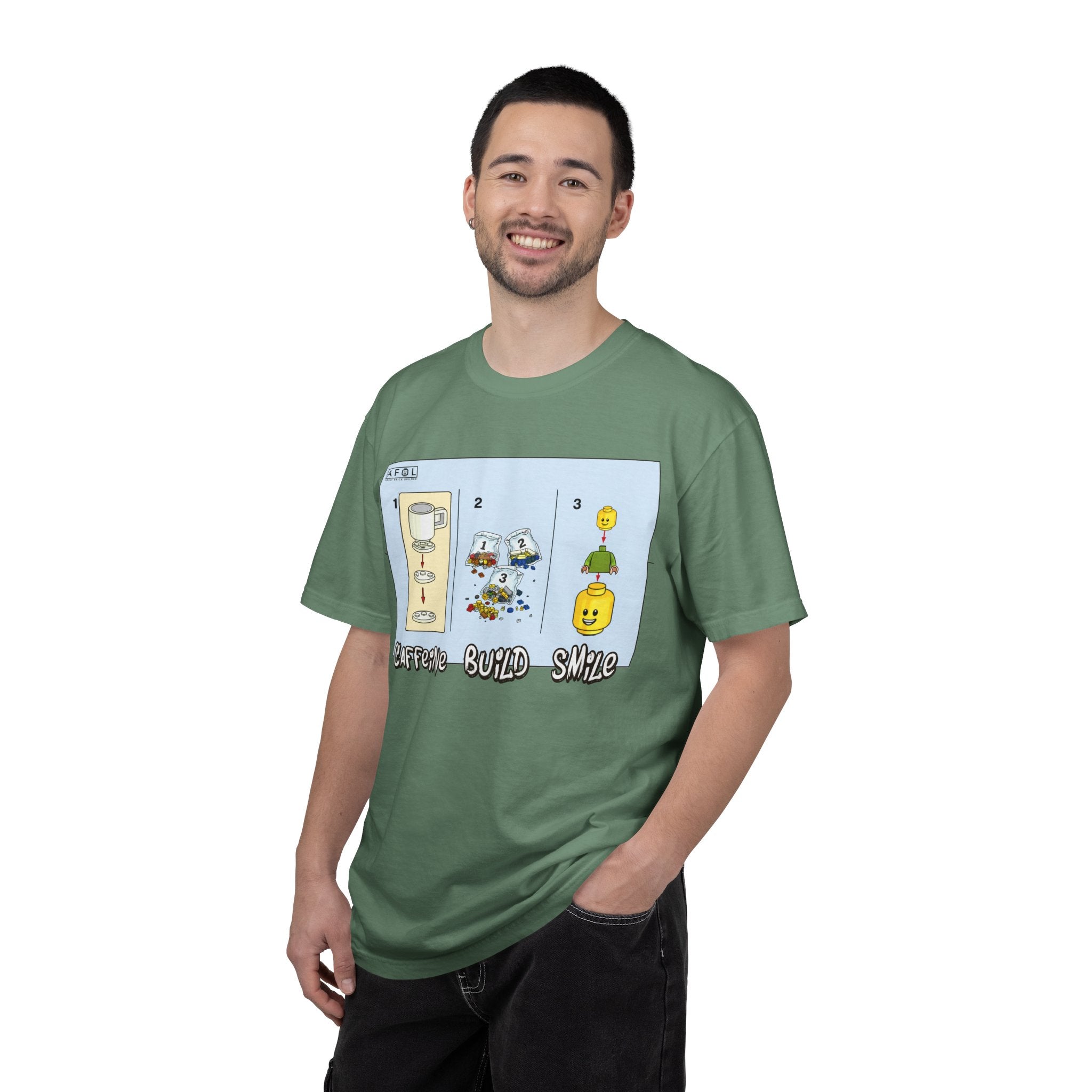 AFOL - Caffine Build and Smile Instructions Tee
