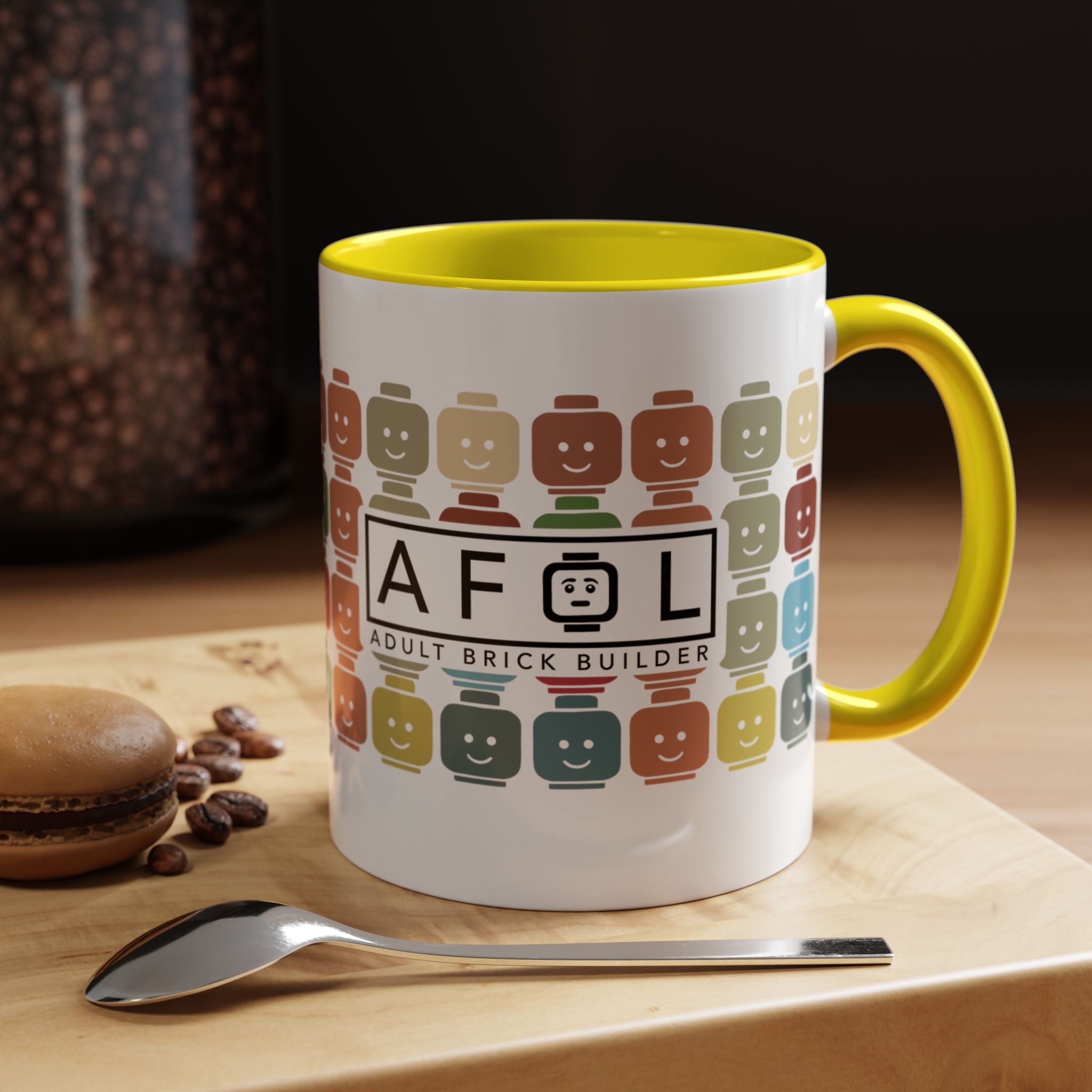 AFOL Mug Happy Faces — Colorful Smiling Brick Pattern (11/15 oz)
