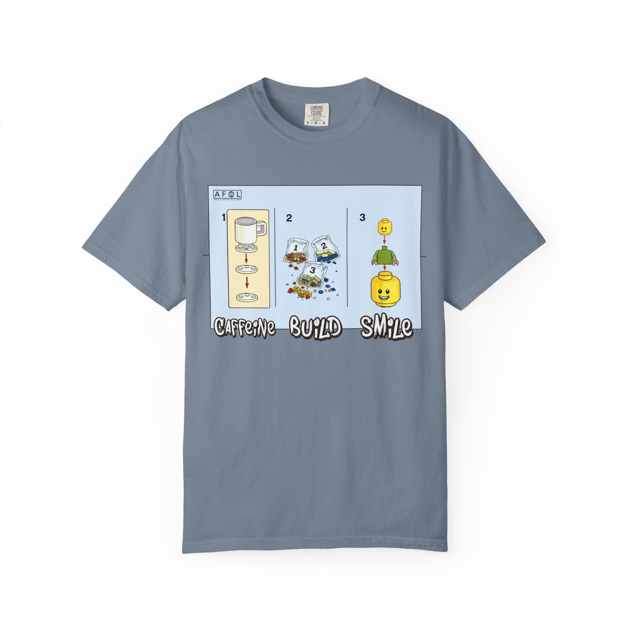 AFOL - Caffine Build and Smile Instructions Tee