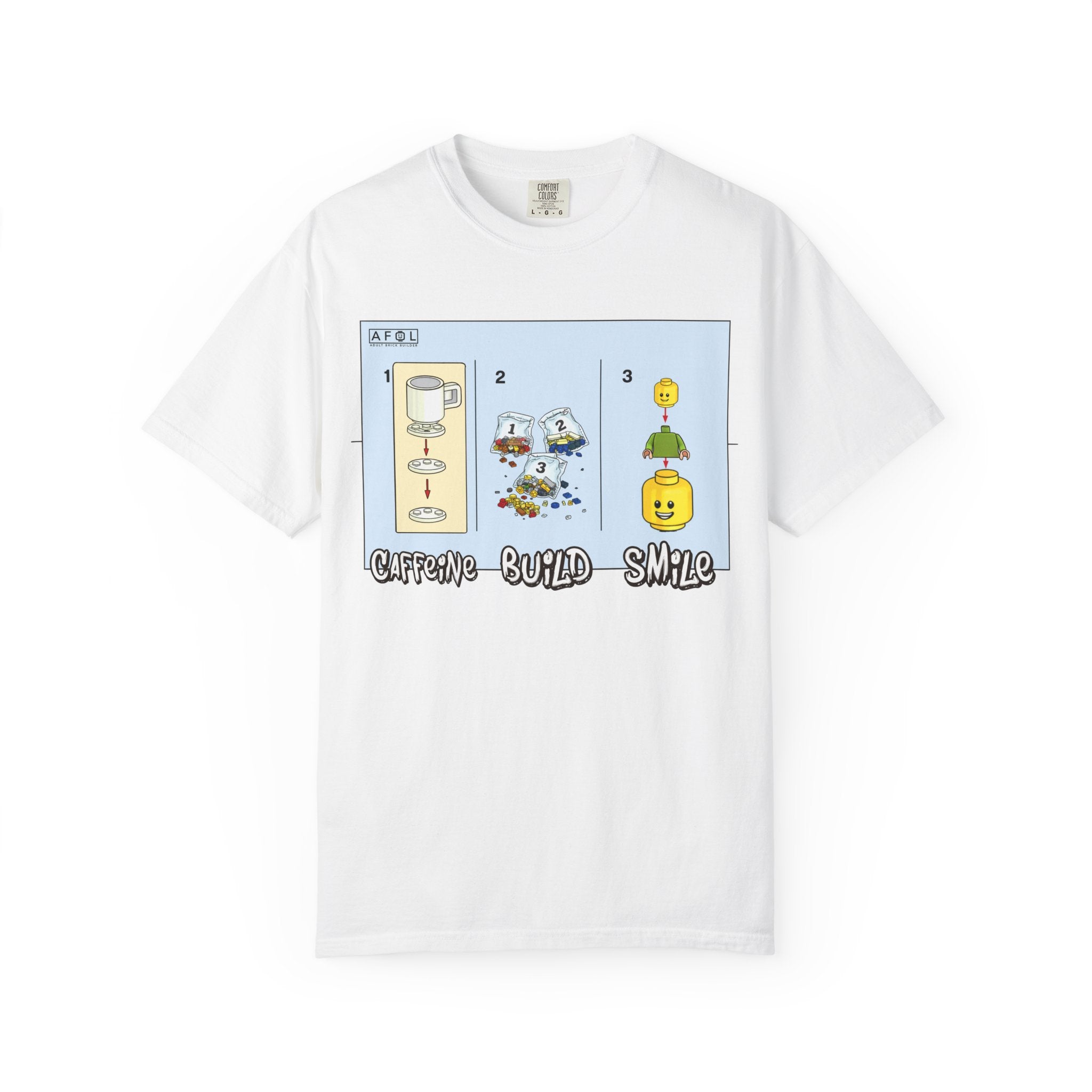 AFOL - Caffine Build and Smile Instructions Tee