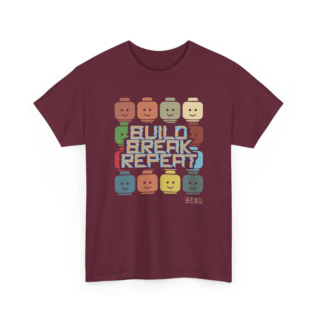 AFOL Retro Brick Tee — "Build Break Repeat" Graphic Shirt