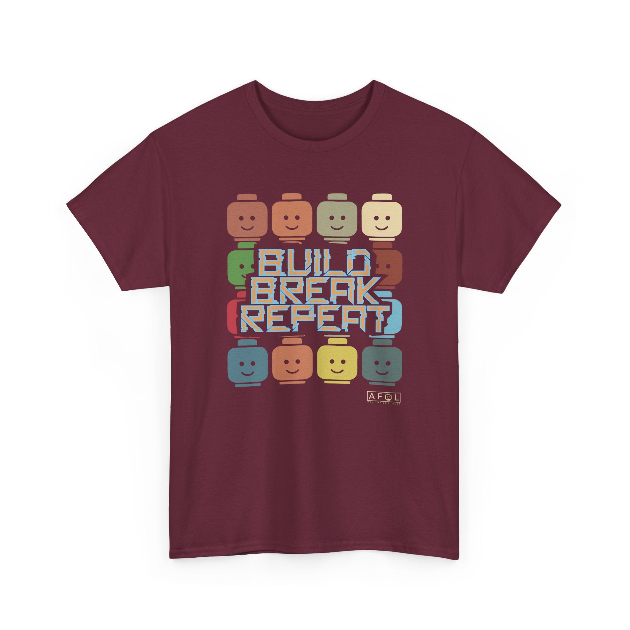 AFOL Retro Brick Tee — "Build Break Repeat" Graphic Shirt
