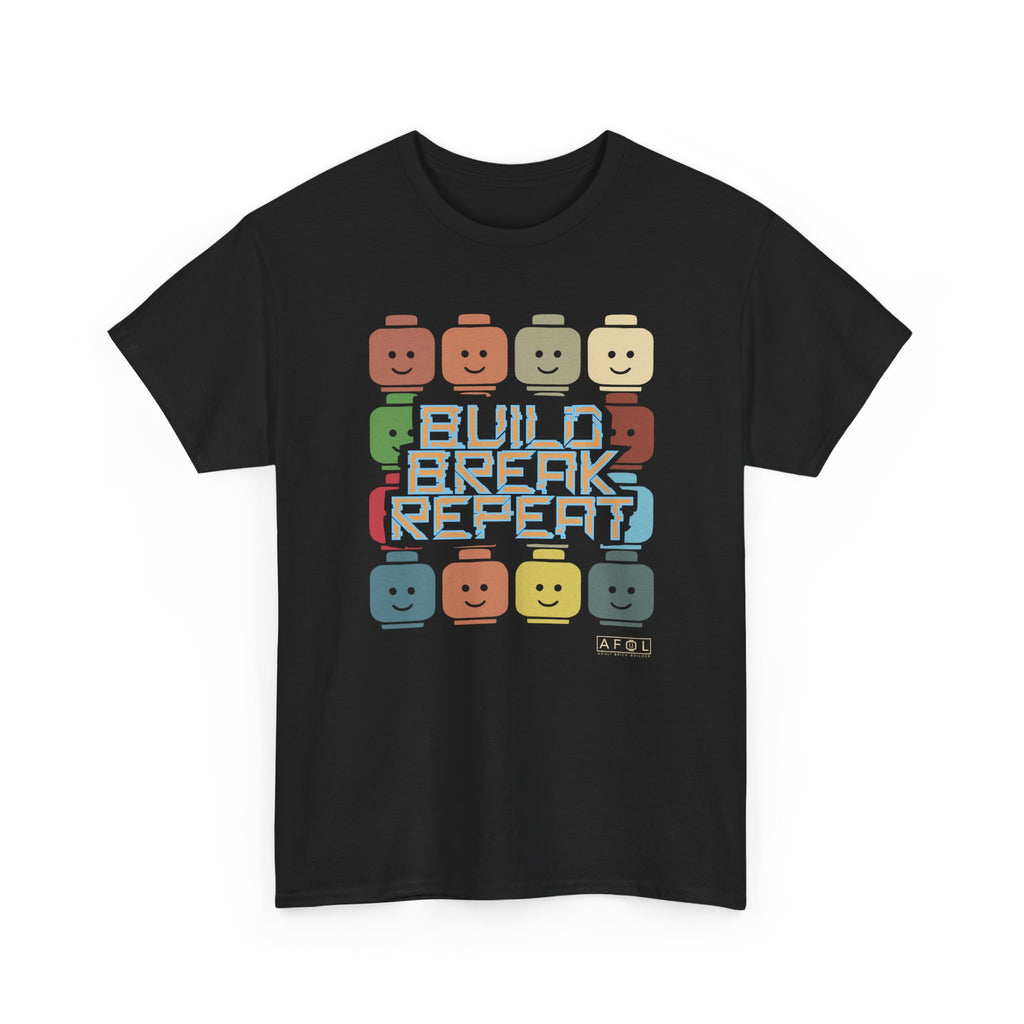 AFOL Retro Brick Tee — "Build Break Repeat" Graphic Shirt