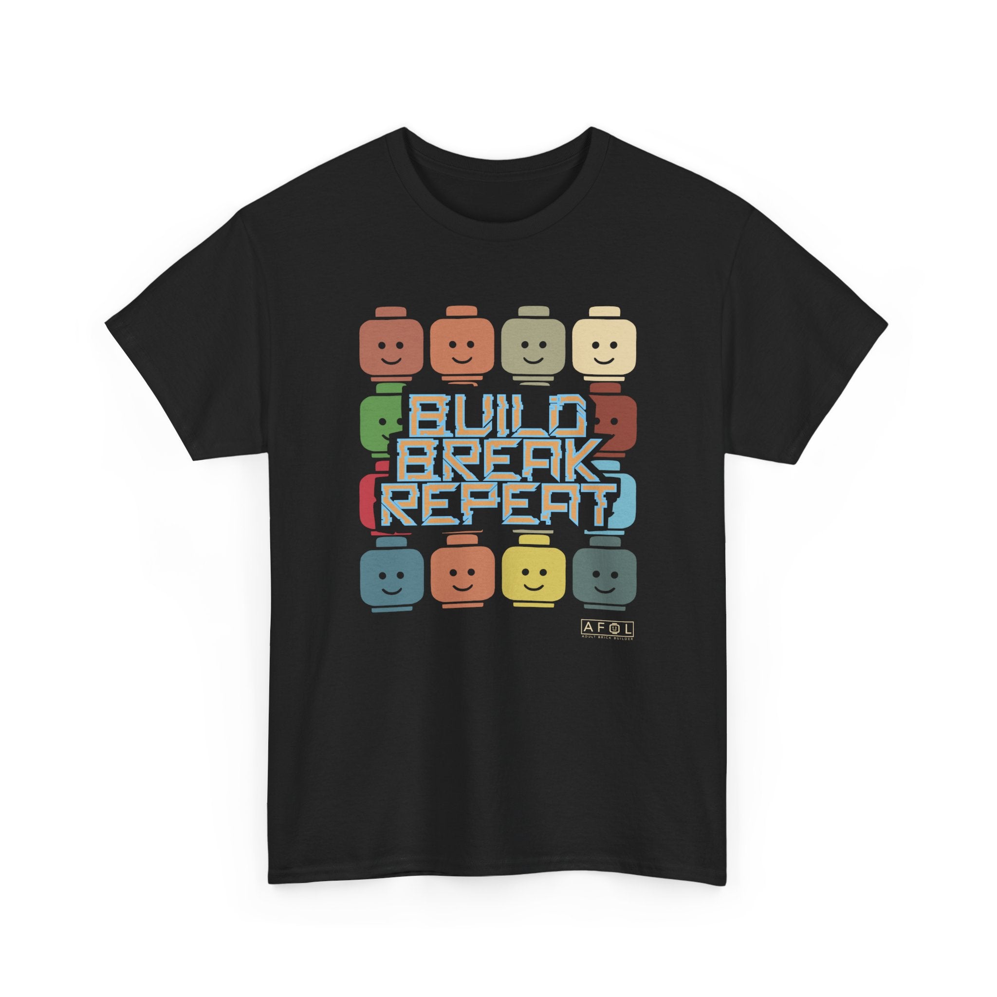 AFOL Retro Brick Tee — "Build Break Repeat" Graphic Shirt