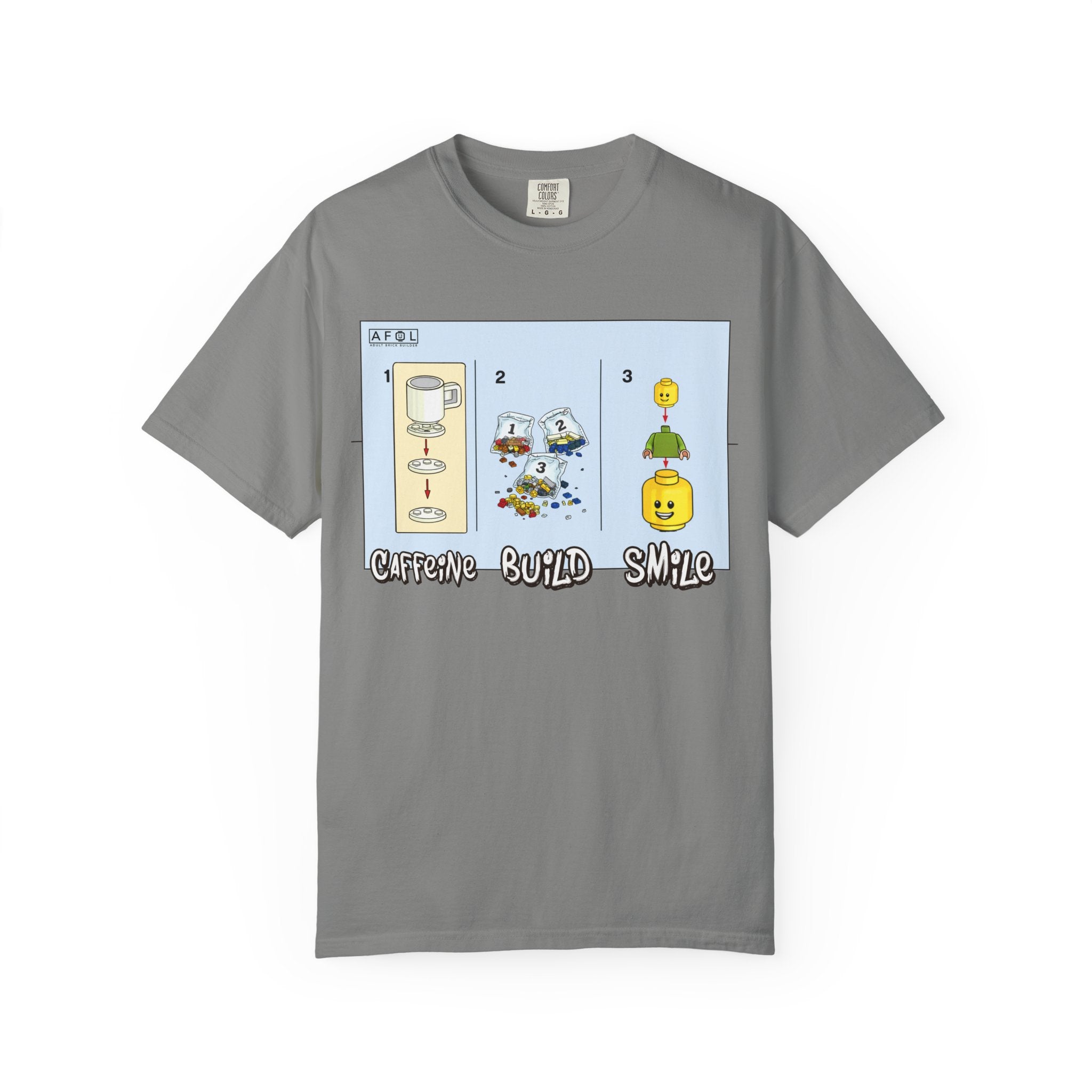 AFOL - Caffine Build and Smile Instructions Tee