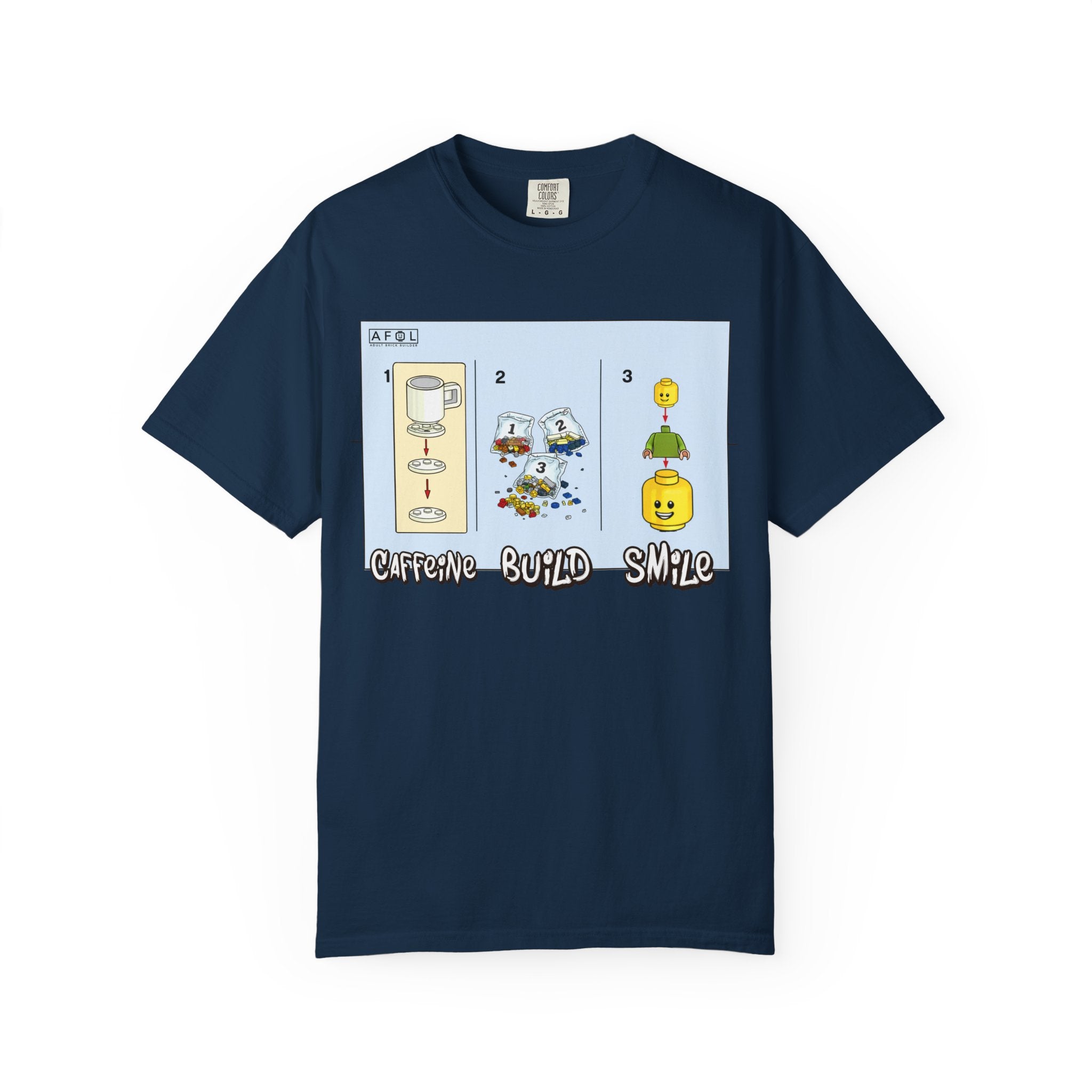 AFOL - Caffine Build and Smile Instructions Tee