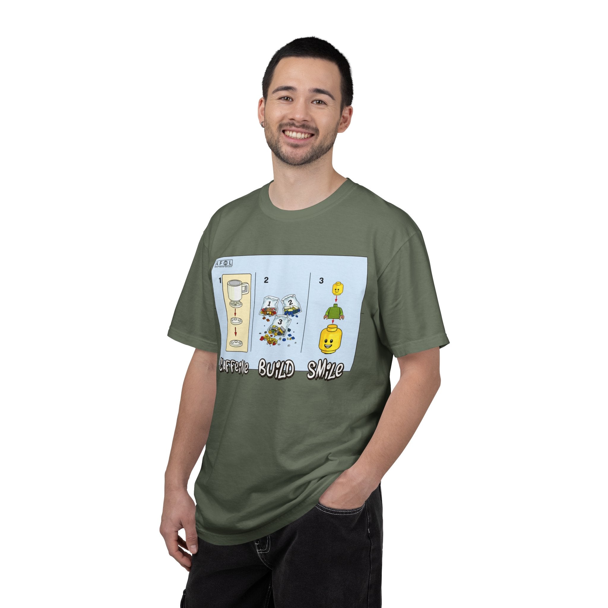 AFOL - Caffine Build and Smile Instructions Tee