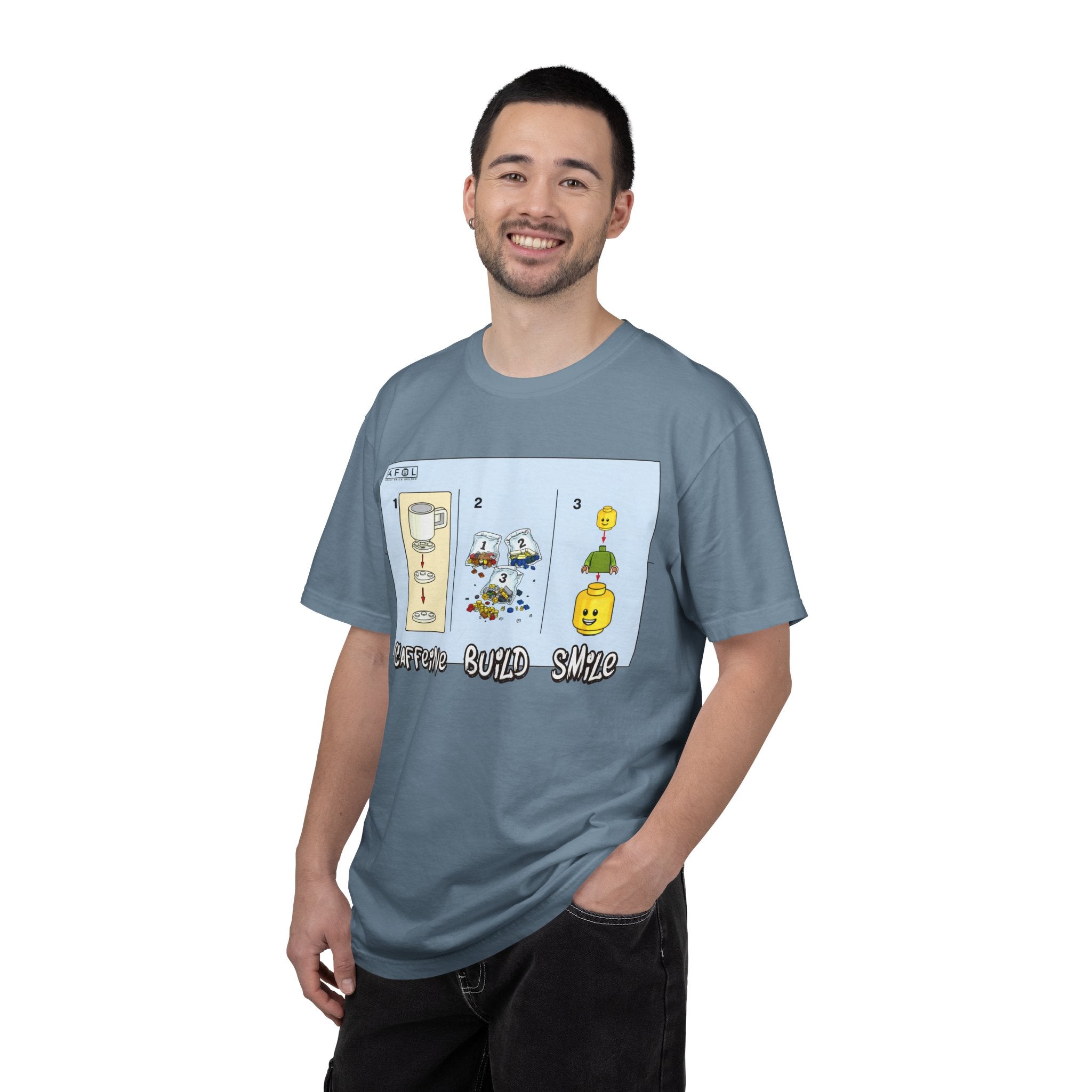 AFOL - Caffine Build and Smile Instructions Tee