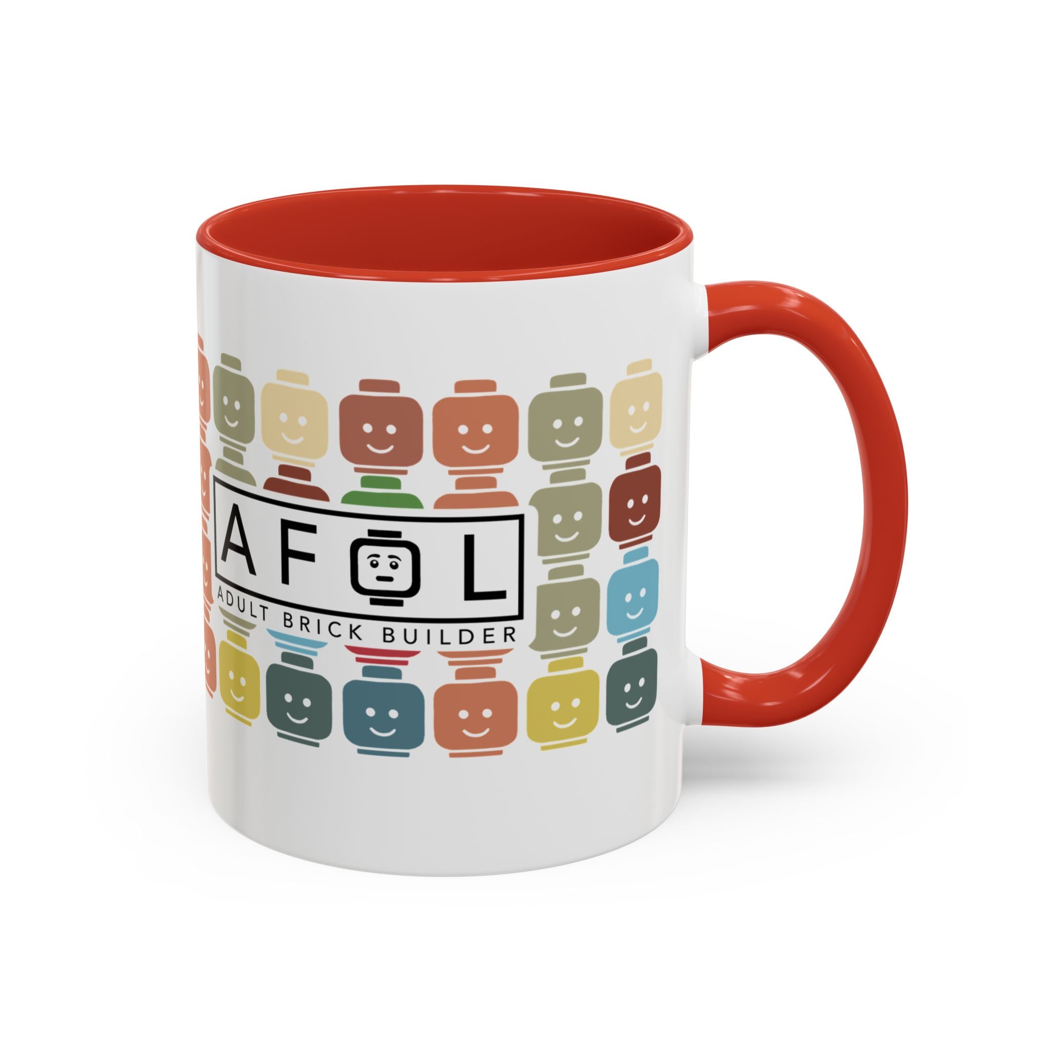 AFOL Mug Happy Faces — Colorful Smiling Brick Pattern (11/15 oz)