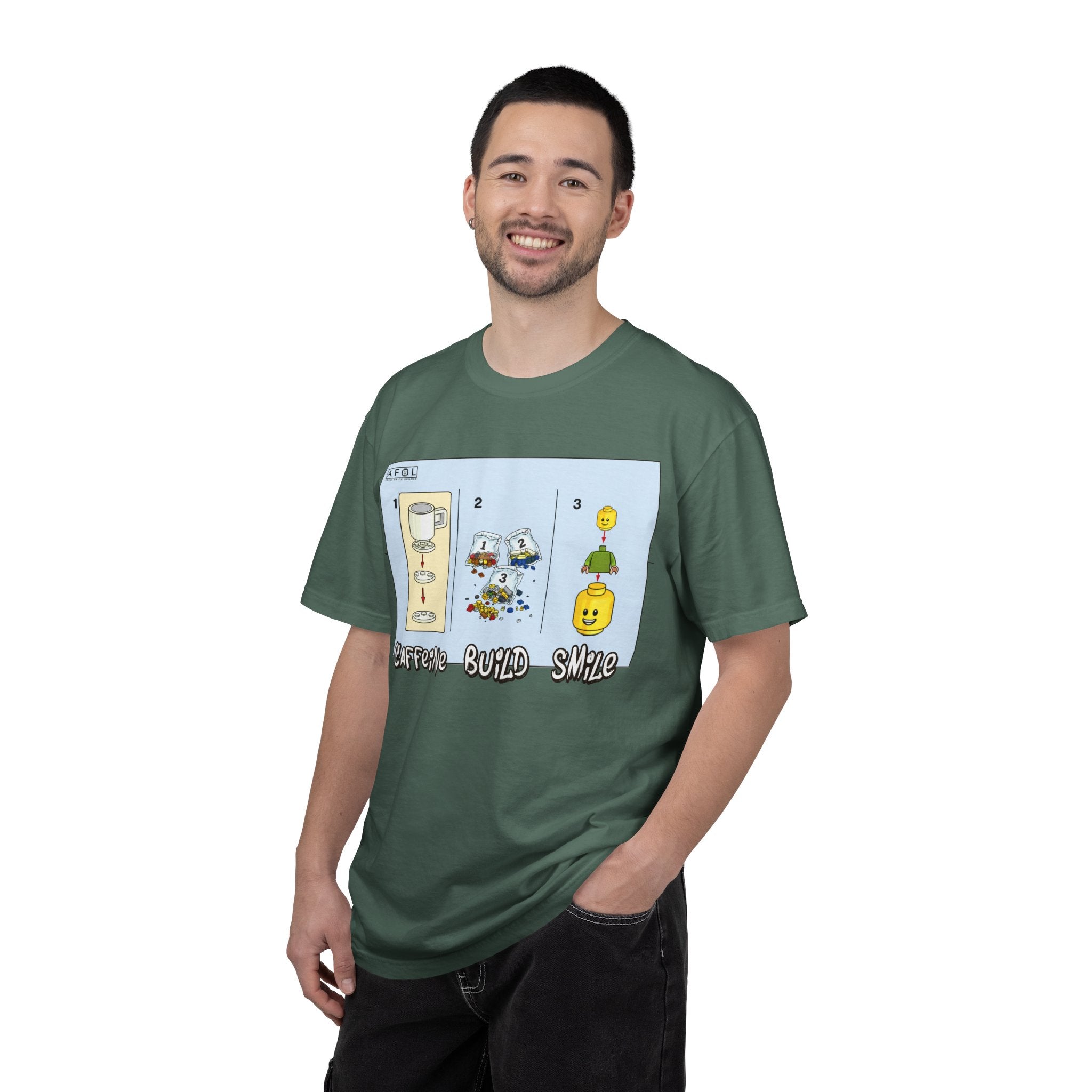 AFOL - Caffine Build and Smile Instructions Tee