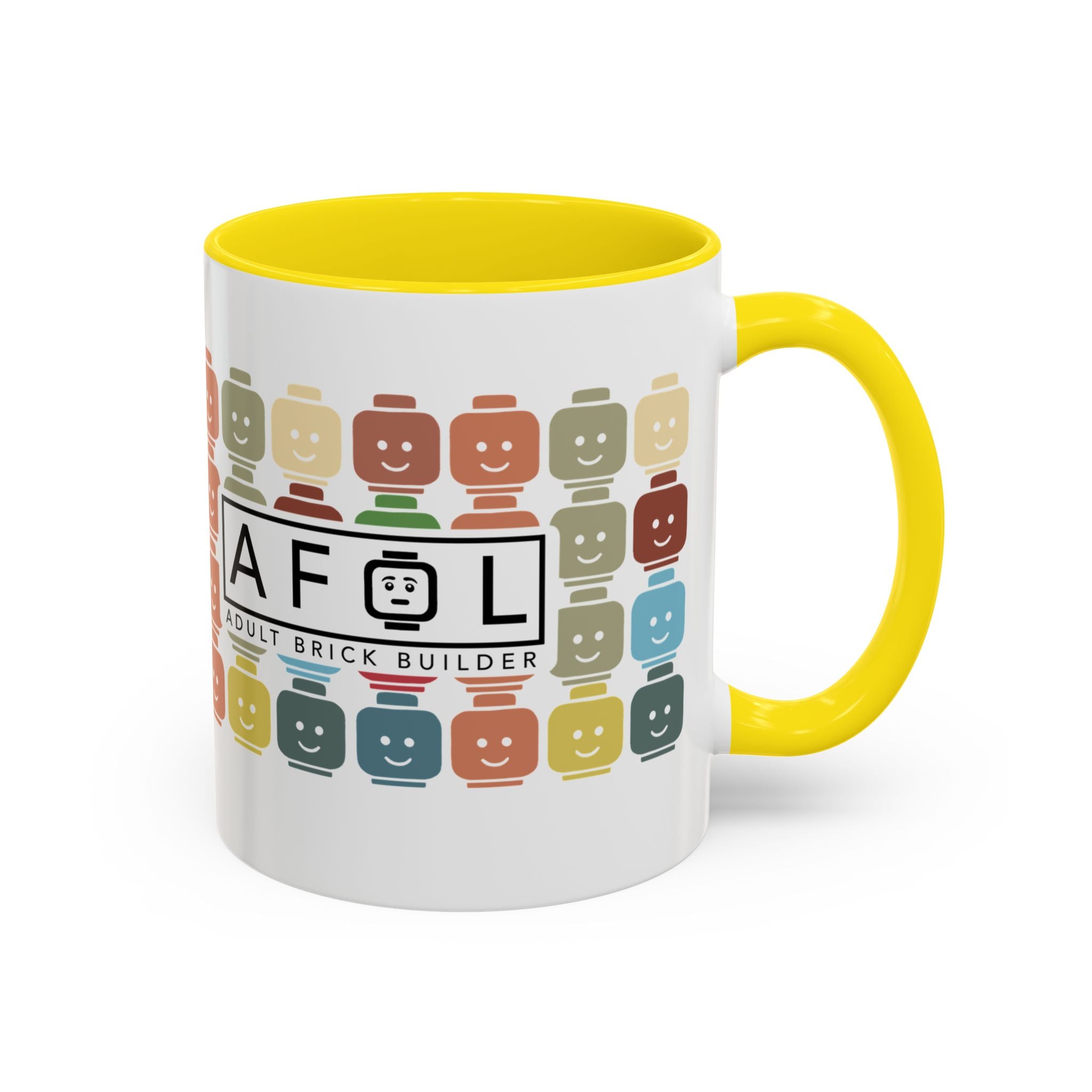 AFOL Mug Happy Faces — Colorful Smiling Brick Pattern (11/15 oz)