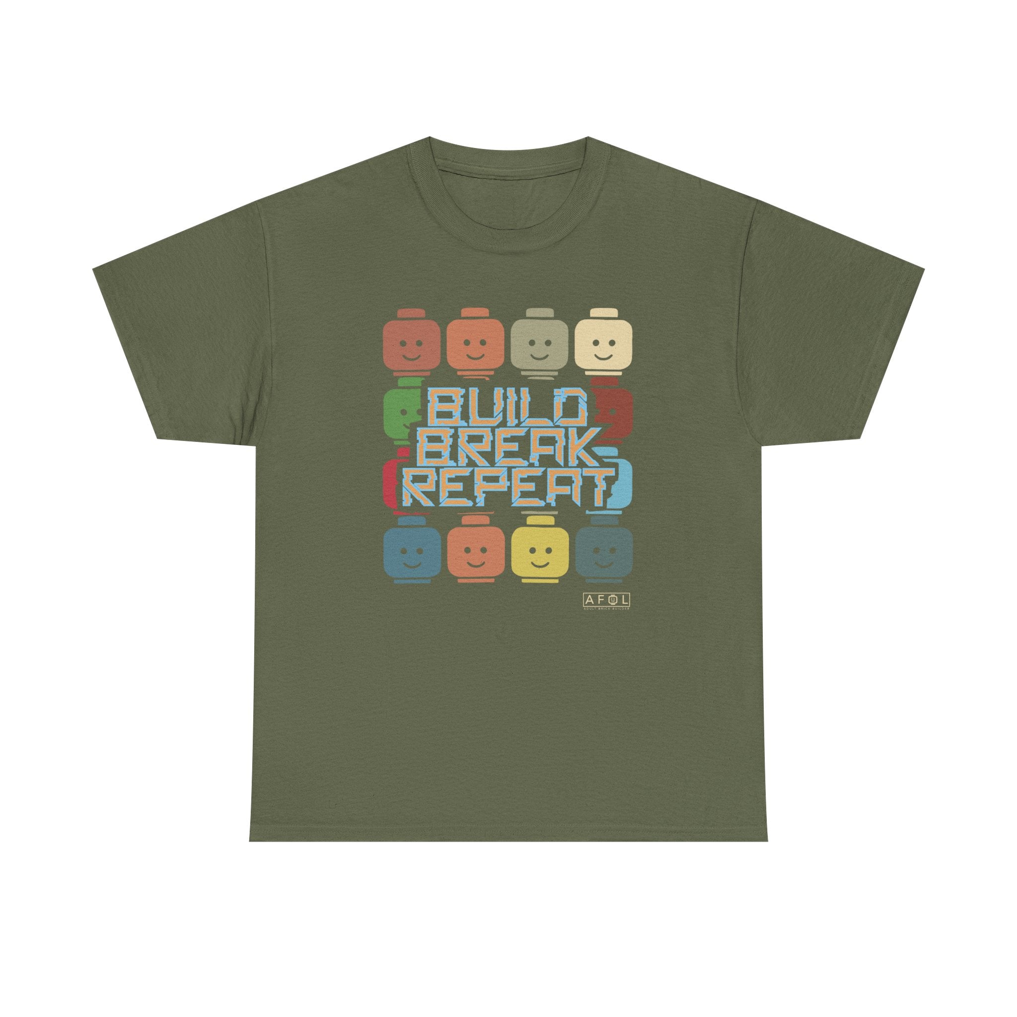 AFOL Retro Brick Tee — "Build Break Repeat" Graphic Shirt