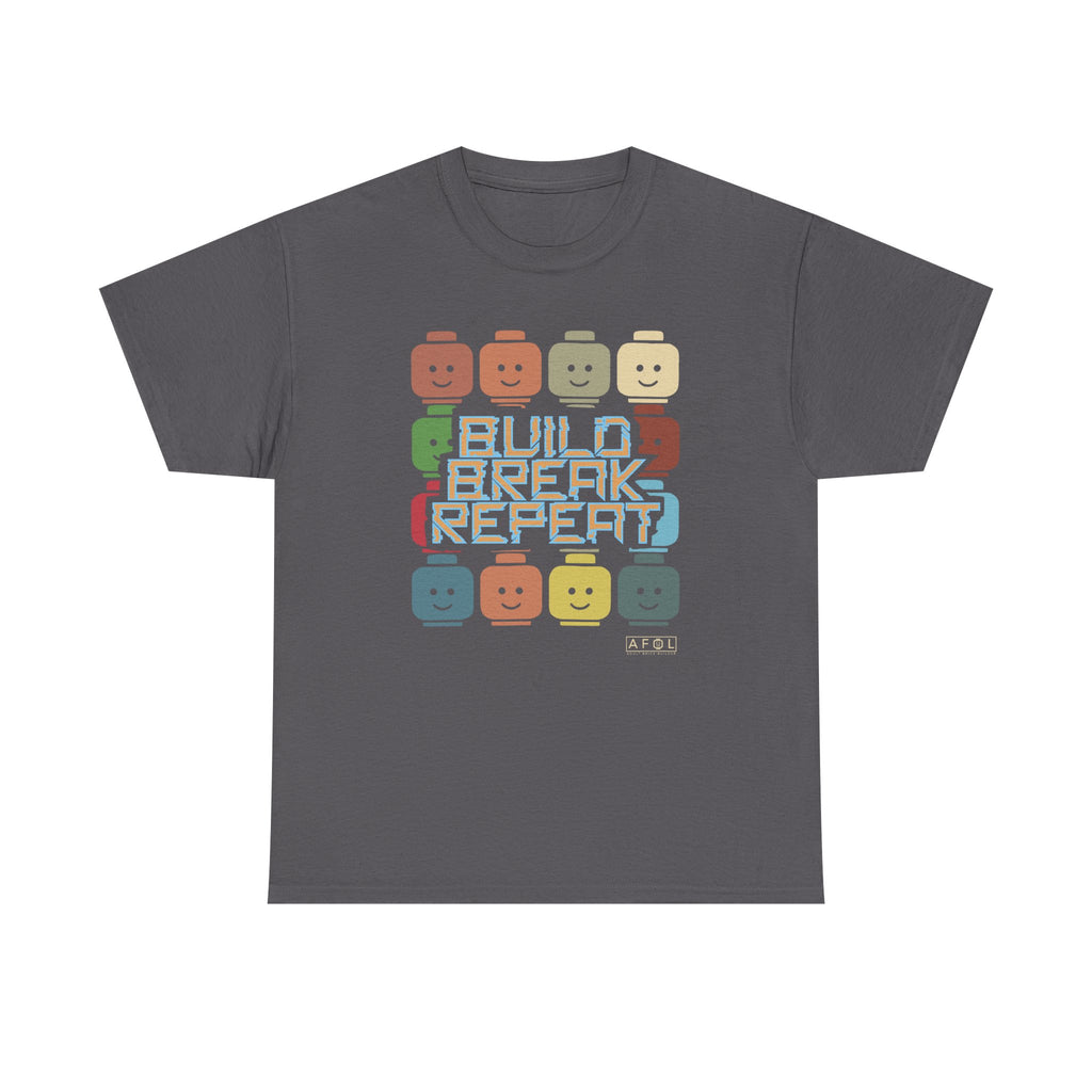AFOL Retro Brick Tee — "Build Break Repeat" Graphic Shirt